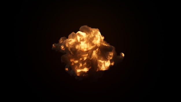 Ultra realistic explosion with thick black smoke on an isolated black background