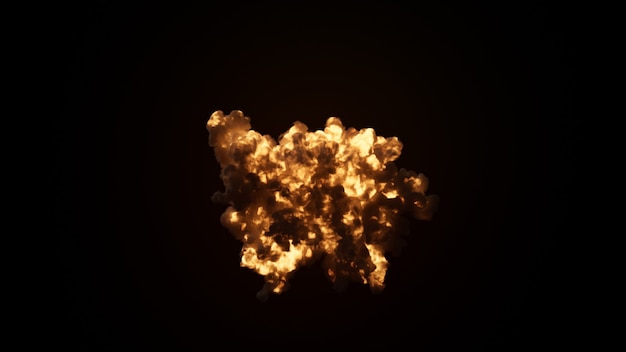 Esplosione ultra realistica con denso fumo nero su uno sfondo nero isolato