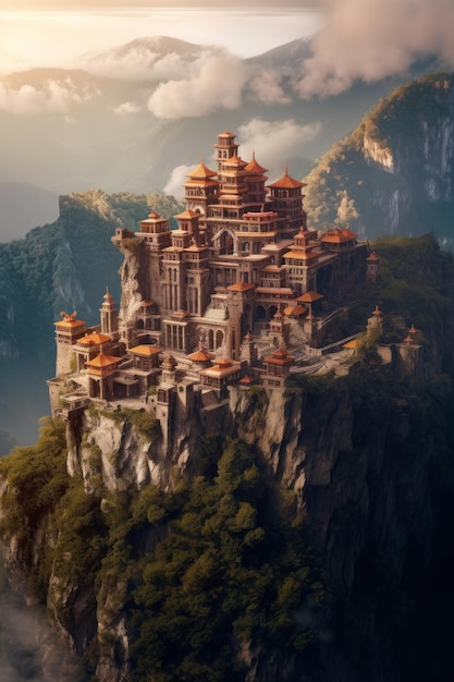 Premium AI Image  small evil castle minecraft