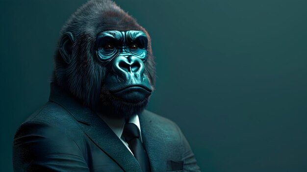 Ultra realistic Gorilla Executive Leadership Icon in isometric scene