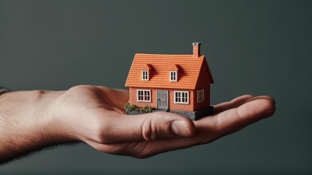 Ultra realistic hand presenting model house for home