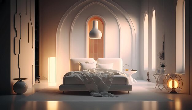 a ultra realistic illustration of a luxury bedroom