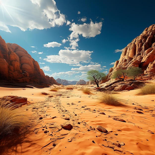 Foto immagine ultra realistica del deserto del wadi rum