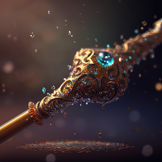 Ultra realistic mystical wand close up