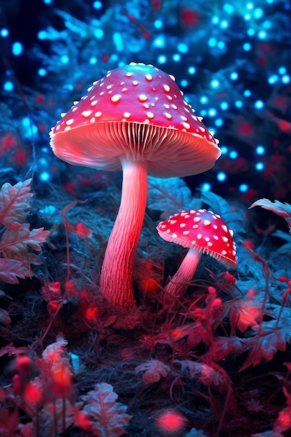 Ultra realistic a night of mushrooms