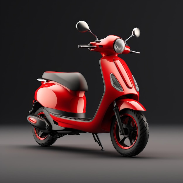 Ultra Realistic Red Scooter With Streamlined Styling