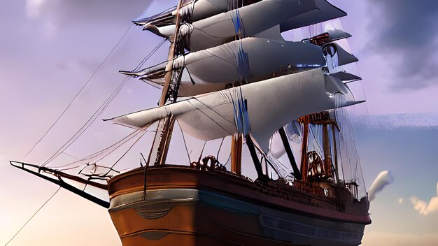 ultra realistic sailing ship beautiful light