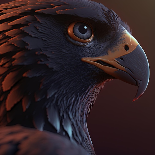 Ultra realistic and sharp image of a black hawk bird