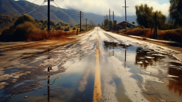 写真 超現実的な湿った道路