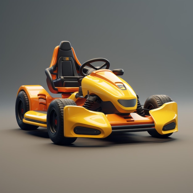 Ultra Realistic Yellow Gokart With Streamlined Styling