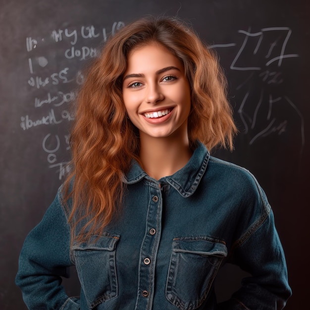 ultra realistic young teacher wearing casual outfit and smiling at camera