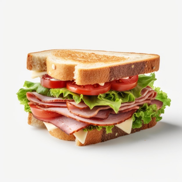 Ultra realistisch 4k Sandwich op witte achtergrond