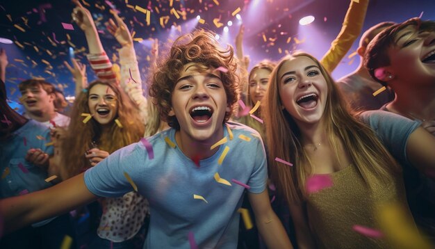 ultra realistische studenten gelukkige tieners op de viering van de wereld studenten dag feest