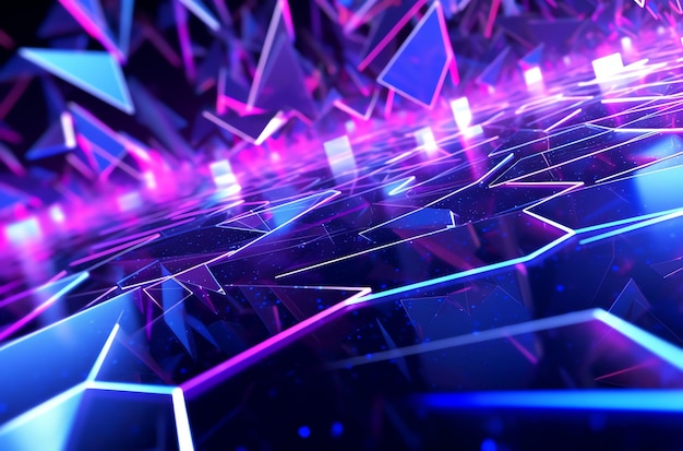写真 ネオンの背景の抽象的な 3 d イラストレーションの紫外線と青色の光