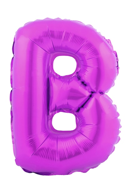 Ultra violet color letter B made of inflatable balloon isolated on white background