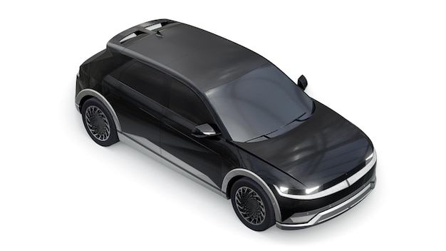 Ultra vooruitstrevende elektrische hatchback SUV voor mensen die houden van technologische auto's op een witte