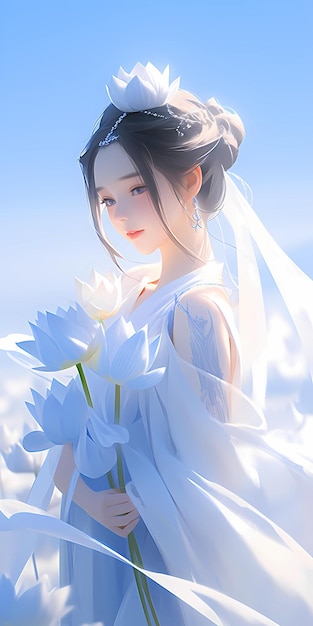 Ultrabeautiful girl white Hanfu 큰 흰색