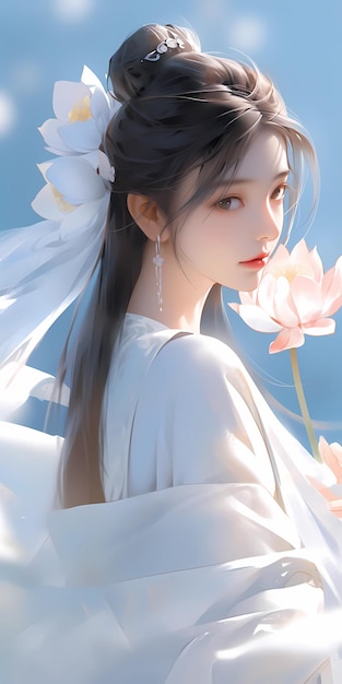 Ultrabeautiful girl white Hanfu 큰 흰색