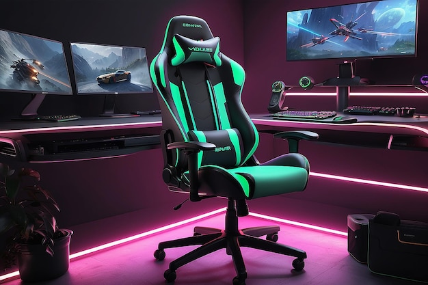 Photo ultradetailed mockup ergonomics highlighted in gaming chair