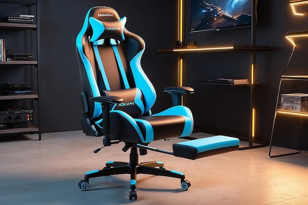 Photo ultradetailed mockup ergonomics highlighted in gaming chair