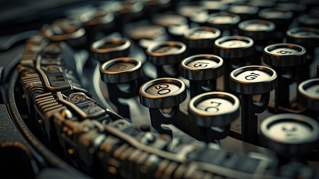 Ultradetailed portrayal of a vintage typewriter's keys