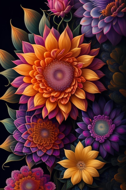 Ultrahd детальная живопись цветы генеративное искусство барокко замысловатые узоры мандалы