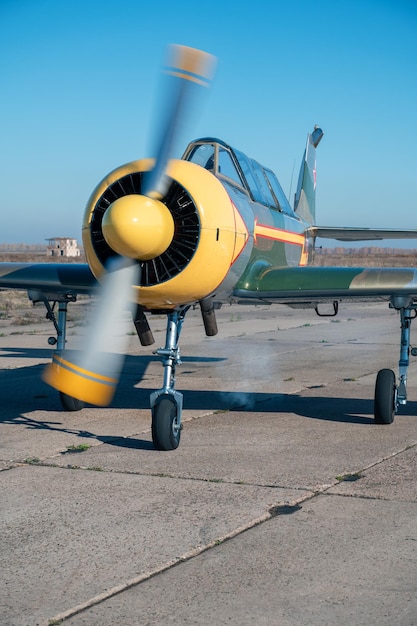 Ultralight small private aircraft airplane at the aerodrome airport