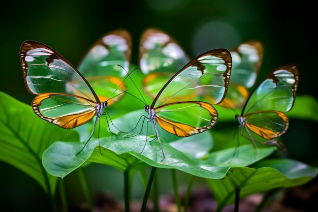 写真 ガラスウィング蝶のウルトラマクロ撮影で、羽の透明感と繊細な模様が明らかに