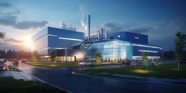 Ultramodern factory that embodies the concept of industry 40 showcasing the integration of advanced technologies to optimize efficiency and sustainability created using ai generative ai