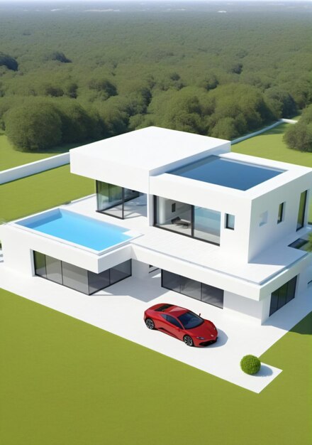 Ultramodern huisconcept geïsoleerd op een witte achtergrond