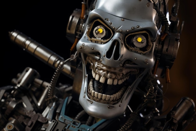 写真 笑顔の幸せなロボットの超現実的なクローズアップ画像 ジェネレーティブai