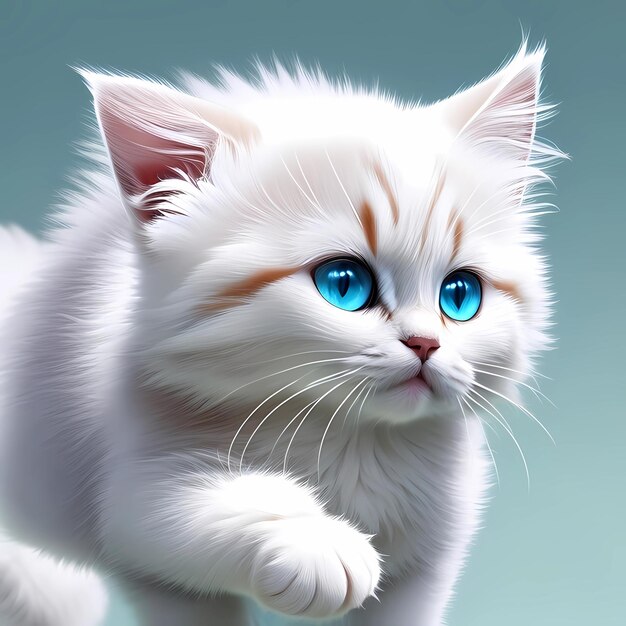 Ультрареалистичная детальная фотография красивого милого потрясающего бегущего котенка Ragdoll