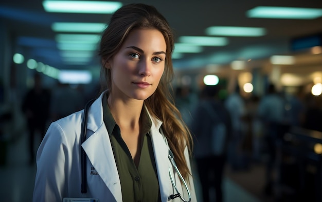 Ultrarealistic photography of a radiant female doctor