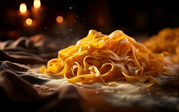 Ultrarealistische frisse zelfgemaakte pasta in redactionele fotografie Generative By Ai