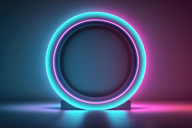 ultraviolet light circle neon 80's retro style frame abstract generative ai background