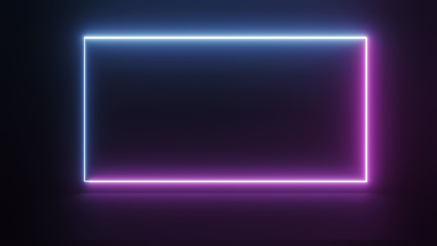 Ultraviolet neonlicht vierkant frame op donkere nachtachtergrond