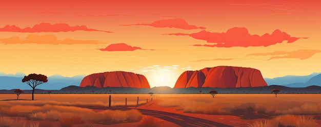 Photo uluru ayers rock before sunset at australia illustration generative ai