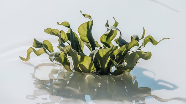 Photo ulva lactuca sea lettuce green seaweed on white background copy space