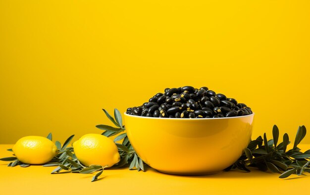 Uma uris in a white bowl on a yellow background