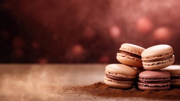 Umber achtergrond met macarons