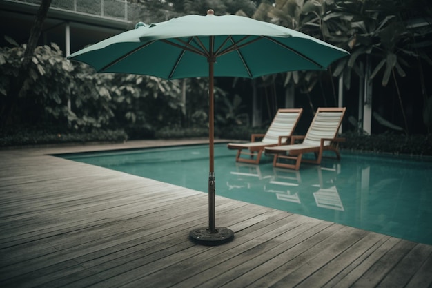 Foto ombrellone e sedia intorno piscina