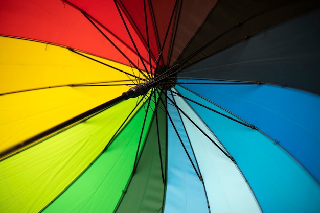 Umbrella gradient color of rainbow umbrella spokes rain protection