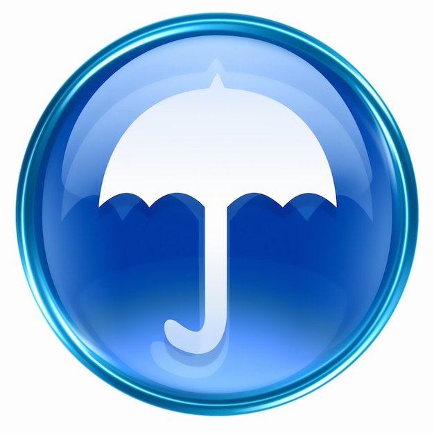 Umbrella icon blue isolated on white