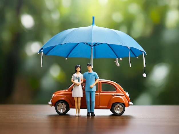 Икона зонтика и модель семьи Безопасная защита и медицинское страхование Концепция семейного дома