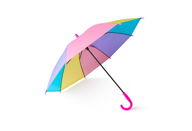 Umbrella pastel rainbow colors isolated on white background