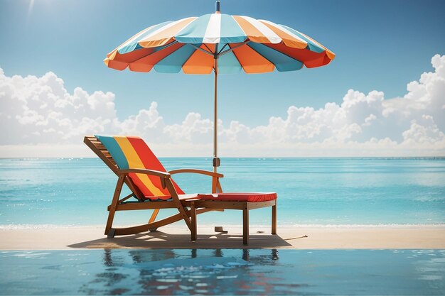 Umbrella pool and chair on the beach