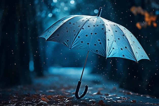 Umbrella with raindrop in rainy day