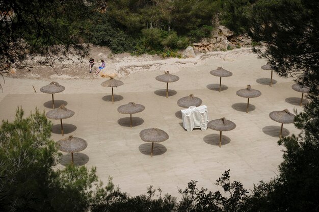 The umbrellas in the beach