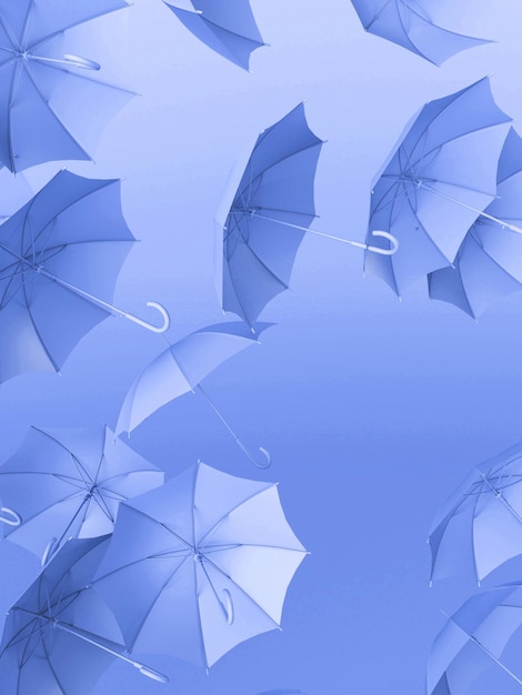 Umbrellas on blue background