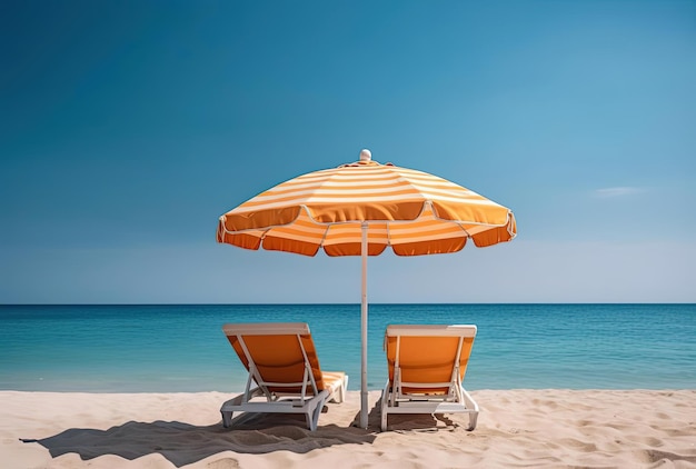 Umbrellas and chaise lounges on the beach